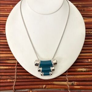Lia Sophia Silver Necklace with Teal Accents 18”-21”